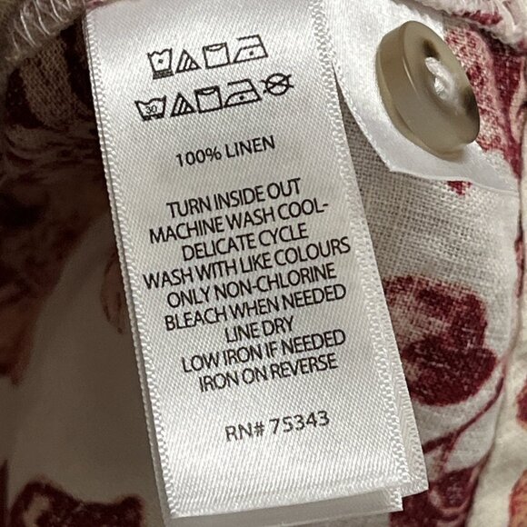 Rachel Zoe Jacket Womens L Red Floral‎ Linen Button Down Tie Waist Lightweight - Picture 5 of 8